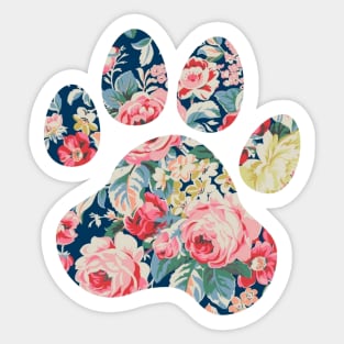 Navy Floral Paw Print Sticker